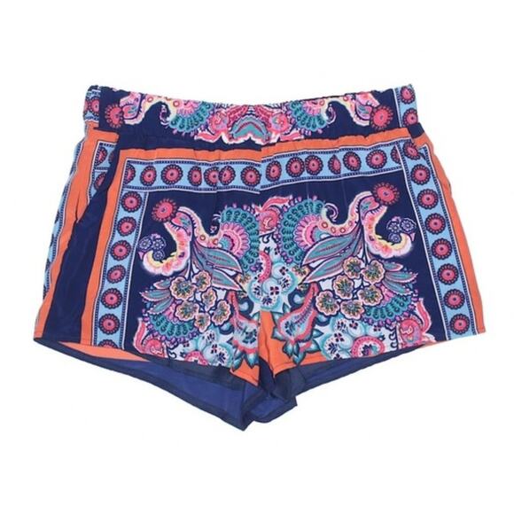 Francesca’s Blue Rain colorful multicolor blue nomad boho shorts size 1 - Picture 6 of 7